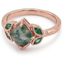 Custom Moss Agate Gemstone Ring 2.50 ct – side view