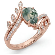 Moss Agate Precious Stone Ring 2.75-ct 14K Rose Gold – angle view