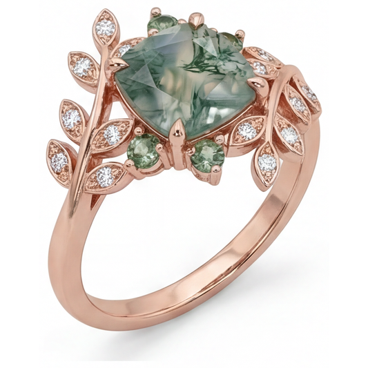 Brilliant Moss Agate Precious Stone Ring 3.0 ct – main view