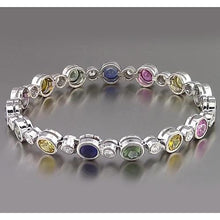 IGI CERTIFIED Multi Color Sapphire Tennis Bracelet Bezel 22.50 Carats Women Jewelry