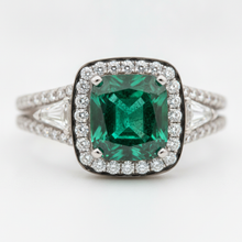 Emerald Cut Engagement Ring 2.64 Carat Natural Muzo Double Shank 18K White Gold