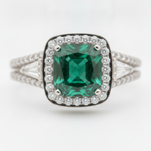 Emerald Cut Engagement Ring 2.64 Carat Natural Muzo Double Shank 18K White Gold