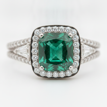 Emerald Cut Engagement Ring 2.64 Carat Natural Muzo Double Shank 18K White Gold