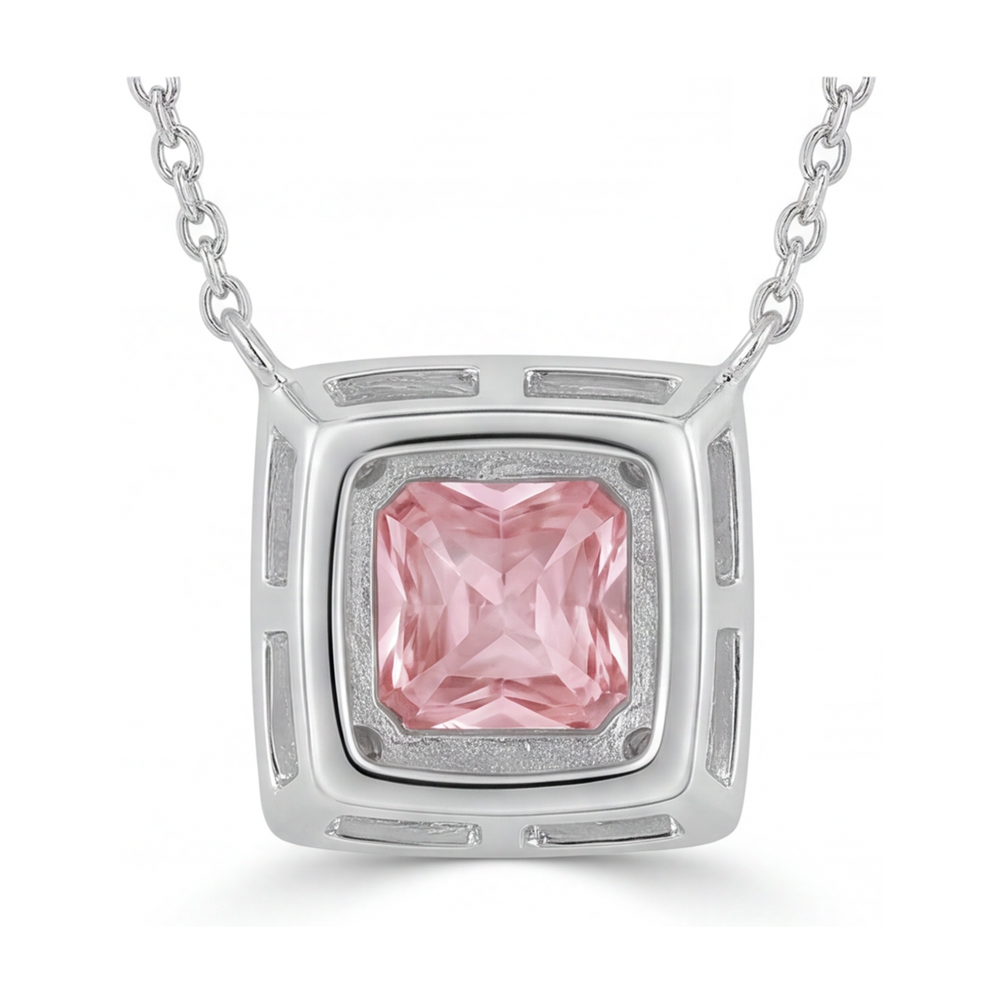 Natural Pink Diamond Necklace 0.95 Carat Princess