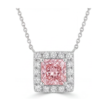 Natural Pink Diamond Necklace 0.95 Carat Princess