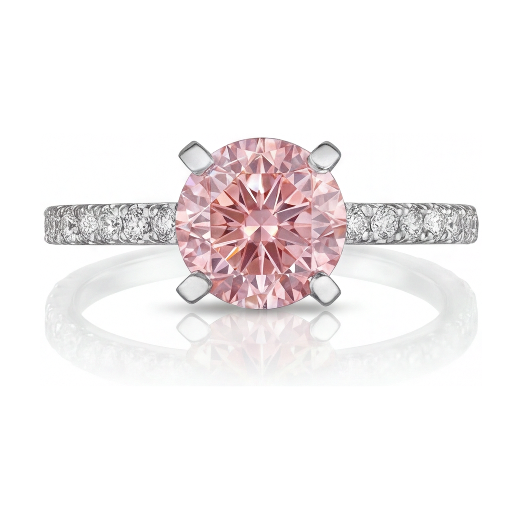Natural Pink Diamond Ring 1.39 Carat Round