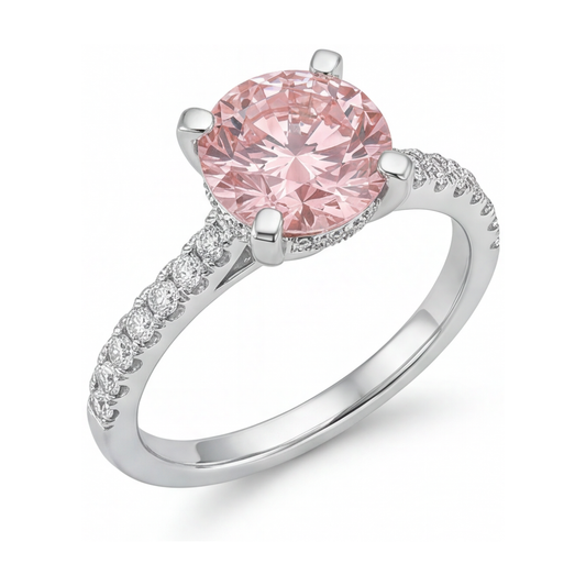 Natural Pink Diamond Ring 1.39 Carat Round
