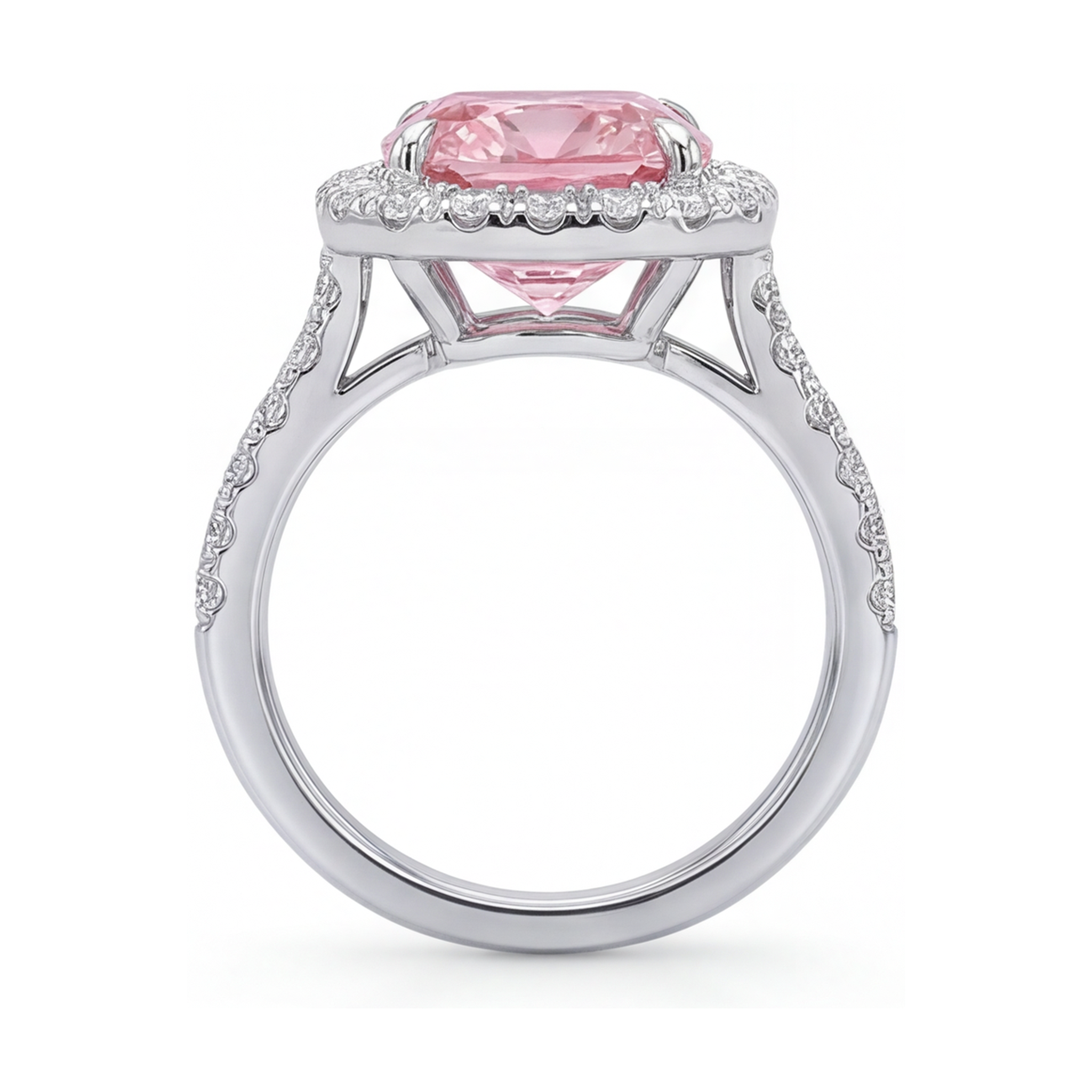 Natural Pink Diamond Ring 1.96 Carat Cushion
