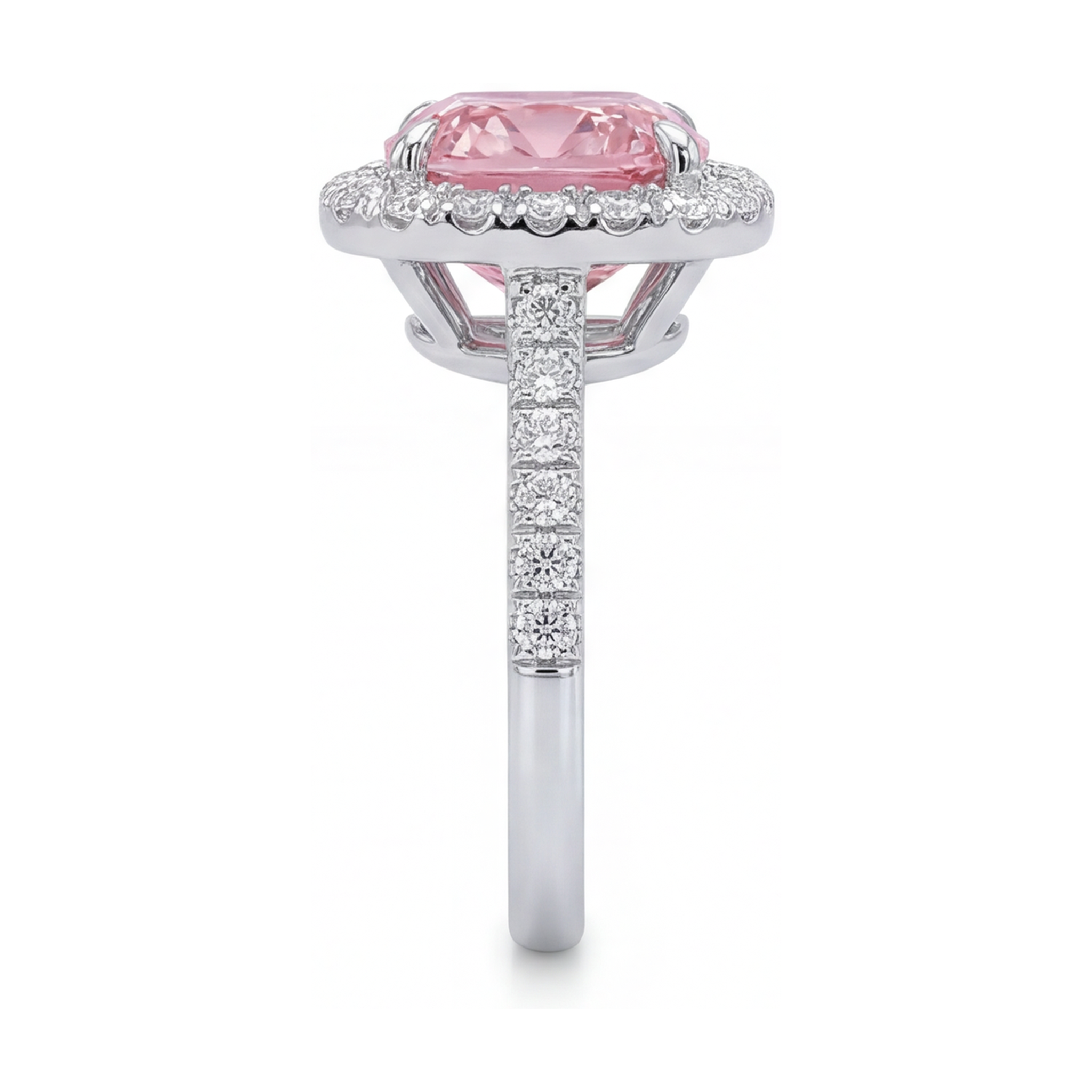 Natural Pink Diamond Ring 1.96 Carat Cushion