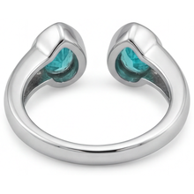 Neon Paraiba Pear Cut Colored Stone Ring in 14K White Gold – angle view