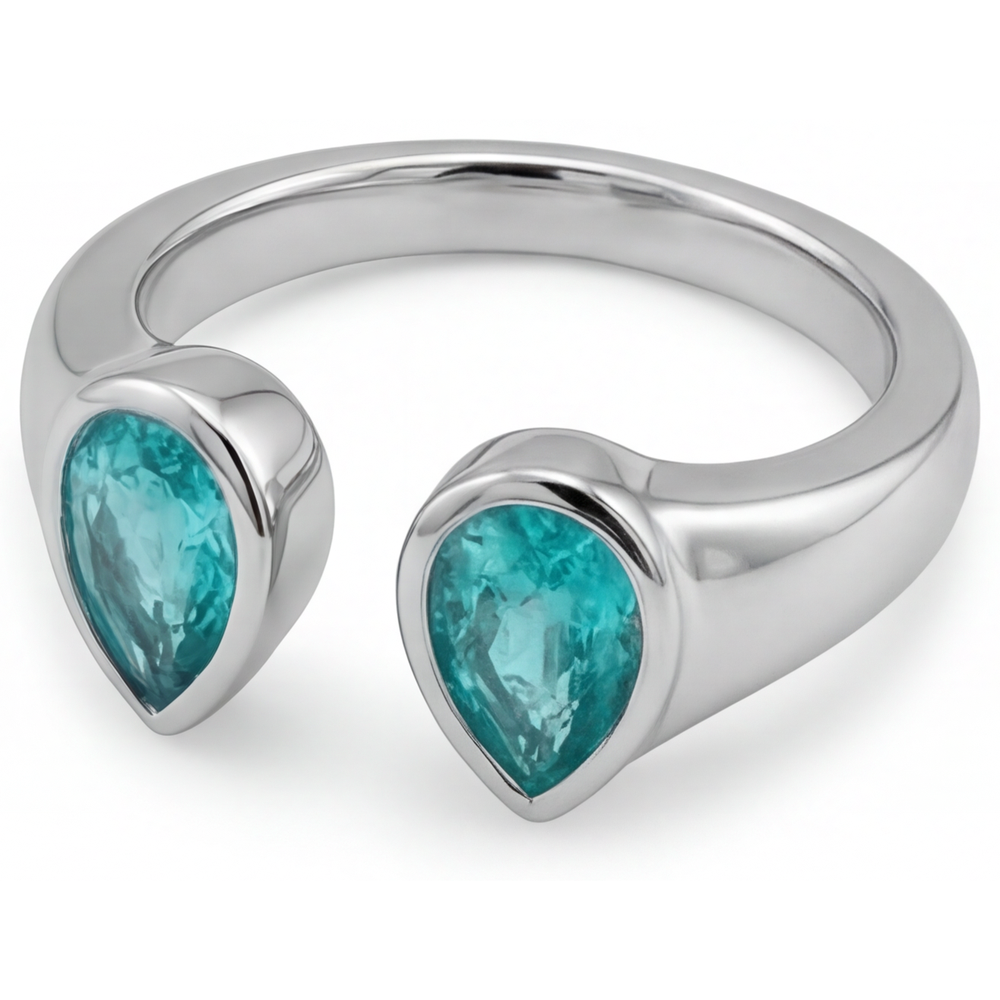 Elegant Neon Paraiba Colored Stone Ring 1 ct – profile view