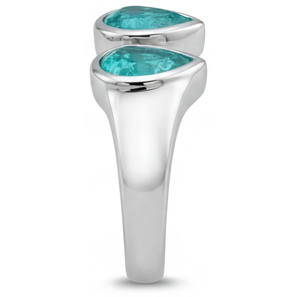 Elegant Neon Paraiba Colored Stone Ring 1 ct – back view