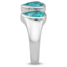 Natural Neon Paraiba Colored Stone Ring 1 ct 14K White Gold – detail view