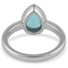 Natural Neon Paraiba Colored Stone Ring 1.25 ct 14 Karat White Gold – detail view