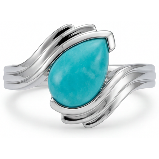 Sparkling Neon Paraiba Colored Stone Ring 2 ct – front view