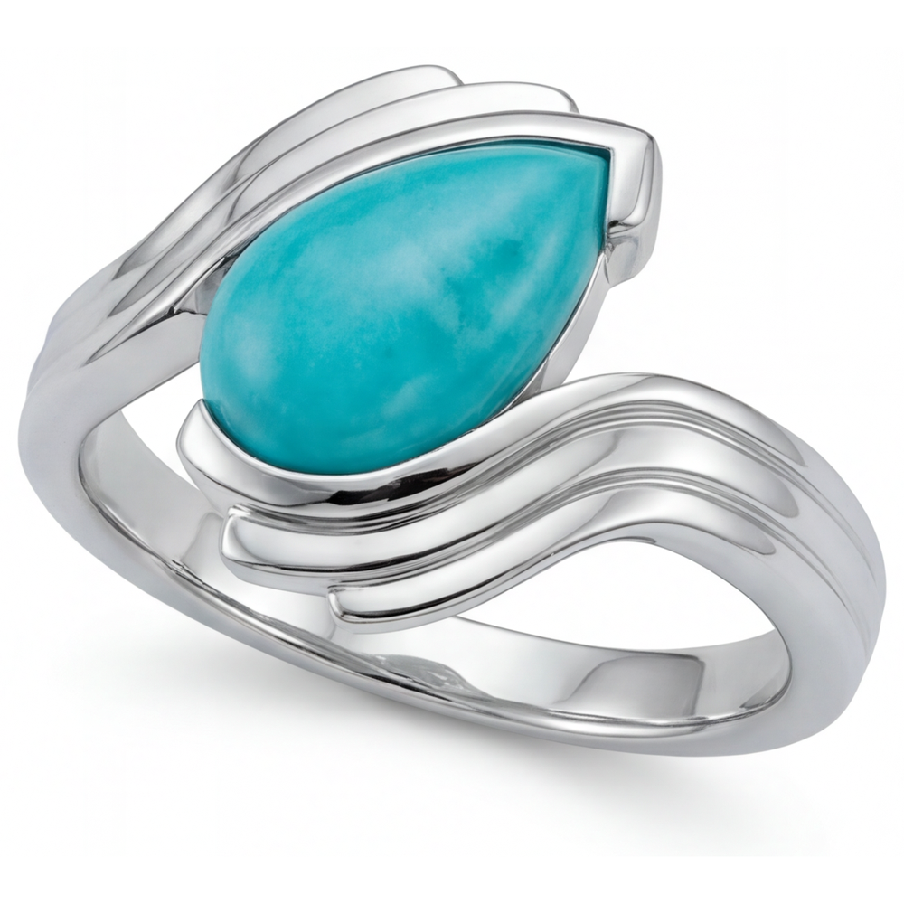 Neon Paraiba Colored Stone Ring 2-ct 14 Karat White Gold – angle view
