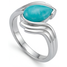 Pear Cut Neon Paraiba ring in 14 Karat White Gold – profile view