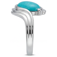 Pear Cut Neon Paraiba ring in 14 Karat White Gold – top view