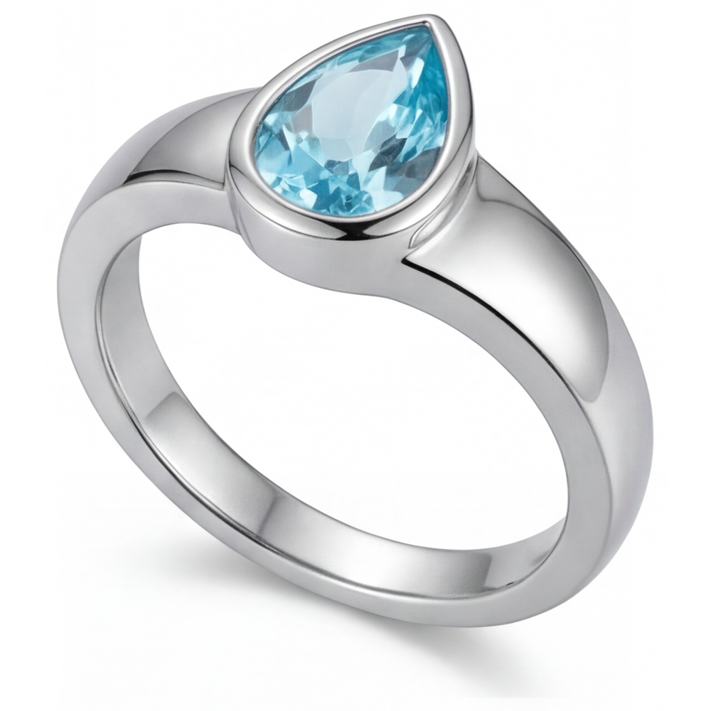 Natural Neon Paraiba Gemstone Ring 1 ct 14 Karat White Gold – side view