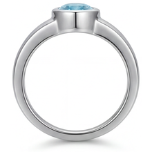 Neon Paraiba Pear Cut Gemstone Ring in 14 Karat White Gold – angle view