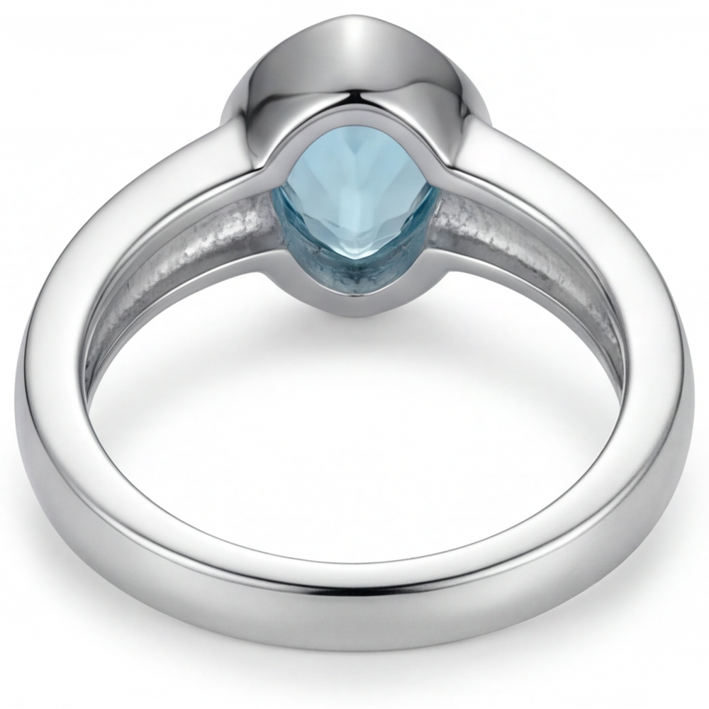 Natural Neon Paraiba Gemstone Ring – back view