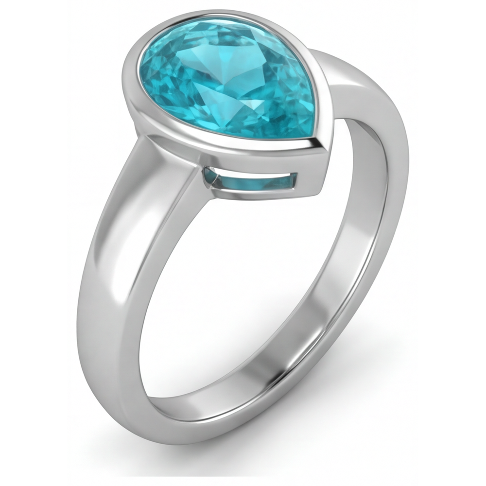 Gemstone Ring 14 Karat White Gold with Neon Paraiba – angle view