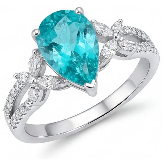 Elegant Neon Paraiba Gemstone Ring 2 ct – main view