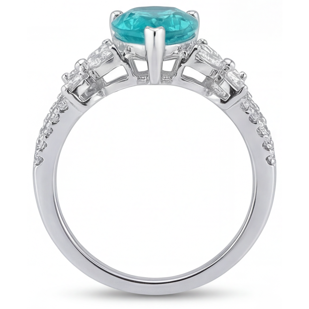Gemstone Ring 14K White Gold with Neon Paraiba – profile view