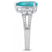 Pear Cut Neon Paraiba ring in 14K White Gold – detail view