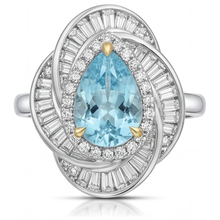Authentic Neon Paraiba Halo Engagement Ring 7.5 ct 14K Two Tone Gold – main view