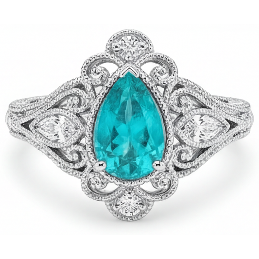 Real Neon Paraiba Halo Ring – main view