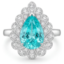Pear Shape Neon Paraiba ring in 14K White Gold – main view