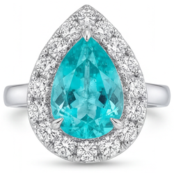 Luxury Neon Paraiba Halo Ring – 5 ct 14K White Gold