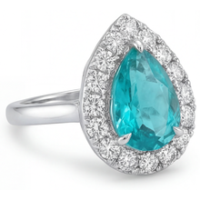 Neon Paraiba Halo Ring 5-ct 14K White Gold – side view