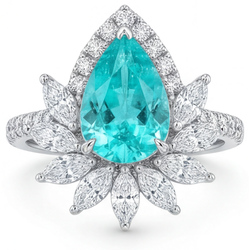 14K White Gold VVS Neon Paraiba Halo Setting Ring 5 ct