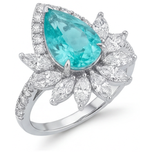 Natural Neon Paraiba Halo Setting Ring – side view
