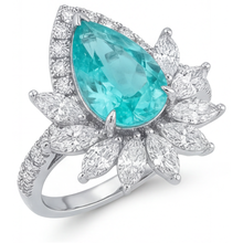 Natural Neon Paraiba Halo Setting Ring – angle view