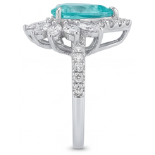 Neon Paraiba Halo Setting Ring 5-ct 14K White Gold – top view