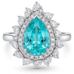 Earth-Mined VVS Clarity Neon Paraiba Halo Setting Ring 6.50 ct
