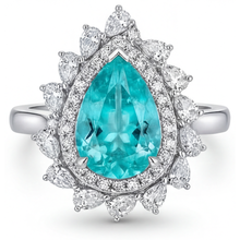 Neon Paraiba Halo Setting Ring 6.50-ct 14K White Gold – front view