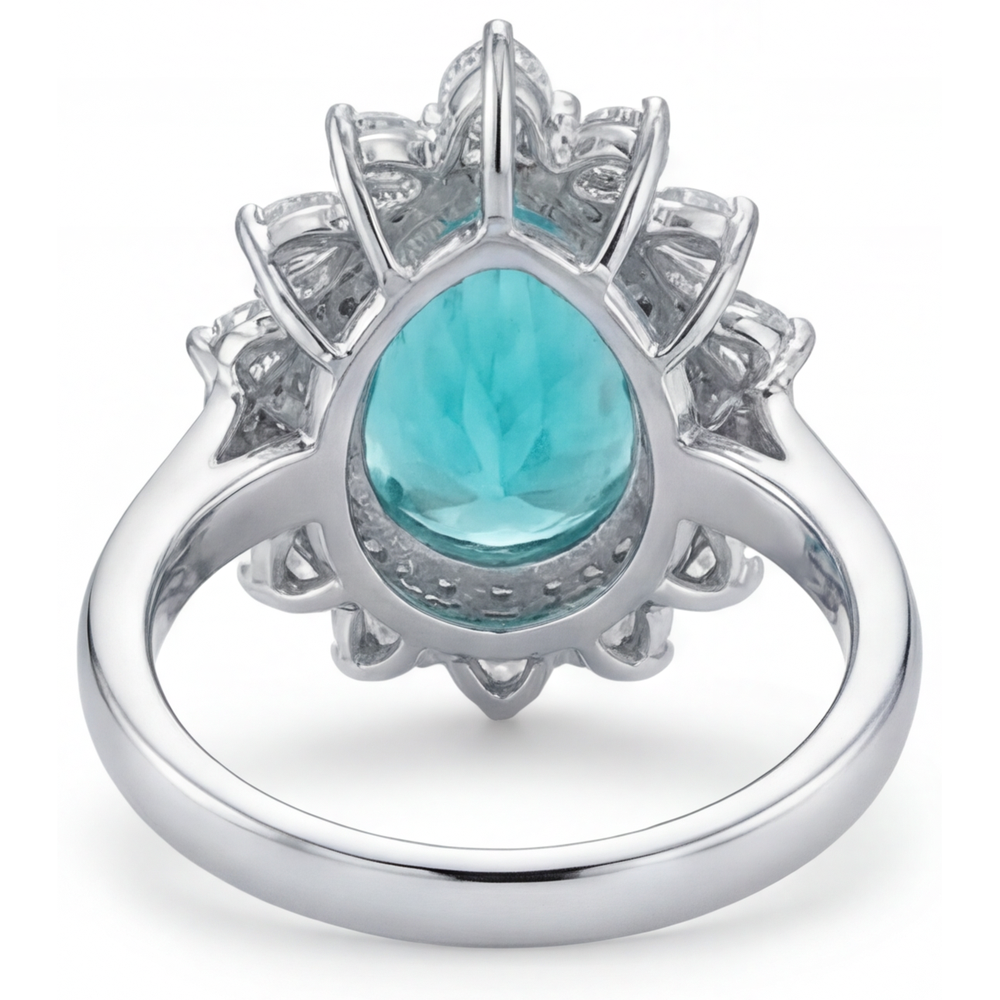 Neon Paraiba Halo Setting Ring 6.50-ct 14K White Gold – profile view