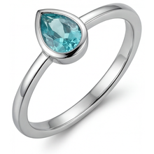Pear Cut Neon Paraiba ring in 14K White Gold – main view