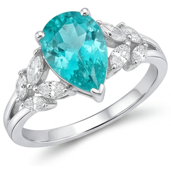 14K White Gold VVS Clarity Neon Paraiba Precious Stone Ring 2 ct