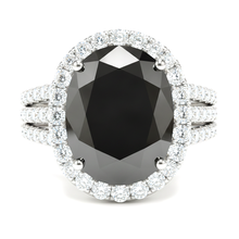 Black Diamond Proposal Ring 6 Carat Real Oval Halo 14K White Gold