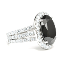 Black Diamond Proposal Ring 6 Carat Real Oval Halo 14K White Gold
