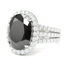 Black Diamond Proposal Ring 6 Carat Real Oval Halo 14K White Gold