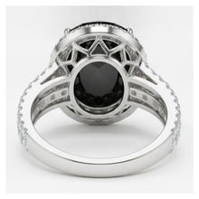 Black Diamond Proposal Ring 6 Carat Real Oval Halo 14K White Gold