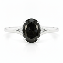 Natural Black Diamond Engagement Ring 5 Carat Oval Solitaire Cathedral 14K White Gold