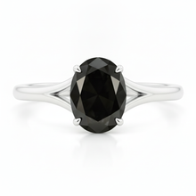 Natural Black Diamond Engagement Ring 5 Carat Oval Solitaire Cathedral 14K White Gold