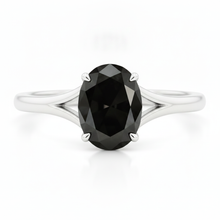 Natural Black Diamond Engagement Ring 5 Carat Oval Solitaire Cathedral 14K White Gold
